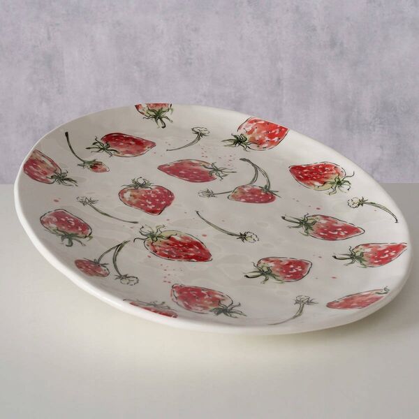 Boltze Półmisek ceramiczny STRAWBERRY, wzór w truskawki, 39 x 31 cm