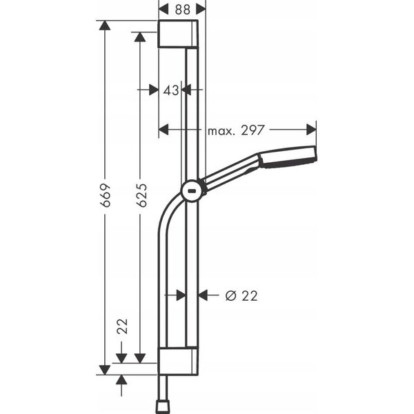 Zestaw prysznicowy Hansgrohe Hansgrohe zestaw prysznicowy 105 3jet Relaxation EcoSmart z drążkiem 65 cm Pulsify Select S, chrom 24161000