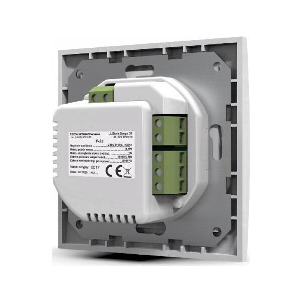 Tech Tech przewodowy regulator pokojowy F-2z v1 dwustanowy do systemów ramkowych, czarny STF-2ZV1BK