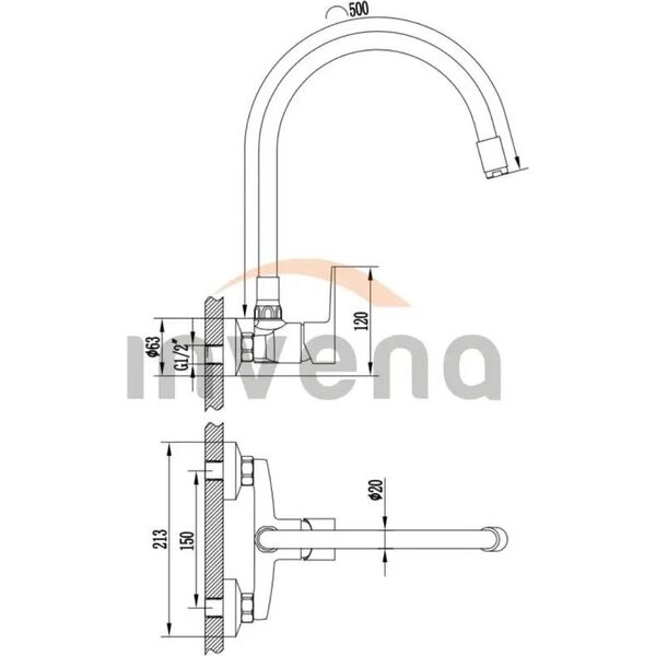 Bateria kuchenna Invena Invena bateria zlewozmywakowa Verso czarna BC-82-E4S