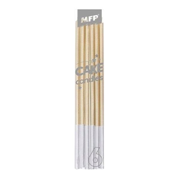 MFP paper świeczki do tortu 6 szt. 14cm złote 8800112