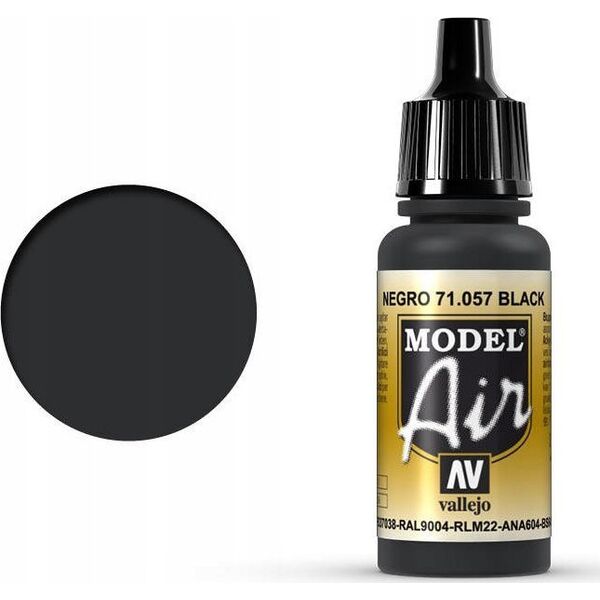 Vallejo Vallejo 71.057, 17 ml, Black, Matte, Bottle