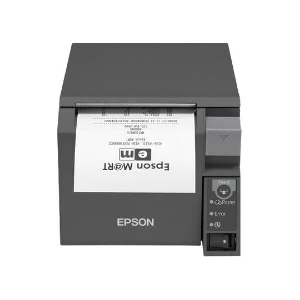 Epson Epson TM T70II (025C1) - Kvitteringsprinter - termisk linje - Rulle (7,95 cm) - 180 x 180 dpi - op til 250 mm/sek. - USB 2.0, LAN (UB-E04) - skærer - sort