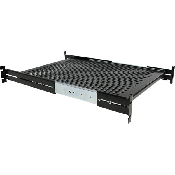 StarTech StarTech.com 2U Sliding Server Rack Mount Shelf - 20 to 30in Adjustable Mounting Depth - Vented - 50lb - Heavy Duty Universal 19” Rack Shelf for Equipment Rack - 24in Deep, Adjustable shelf, Black, Steel, 22.7 kg, 2U, EIA RS310-C