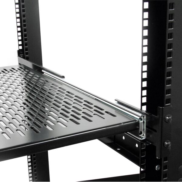 StarTech StarTech.com 2U Sliding Server Rack Mount Shelf - 20 to 30in Adjustable Mounting Depth - Vented - 50lb - Heavy Duty Universal 19” Rack Shelf for Equipment Rack - 24in Deep, Adjustable shelf, Black, Steel, 22.7 kg, 2U, EIA RS310-C