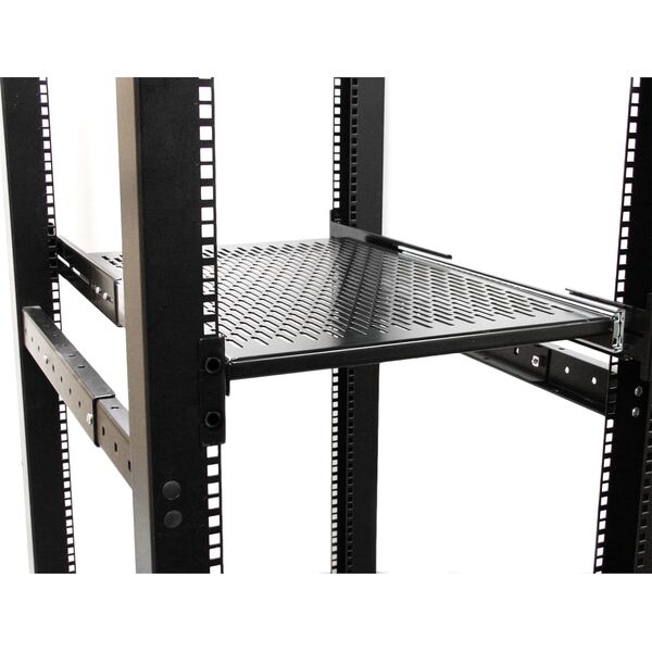 StarTech StarTech.com 2U Sliding Server Rack Mount Shelf - 20 to 30in Adjustable Mounting Depth - Vented - 50lb - Heavy Duty Universal 19” Rack Shelf for Equipment Rack - 24in Deep, Adjustable shelf, Black, Steel, 22.7 kg, 2U, EIA RS310-C