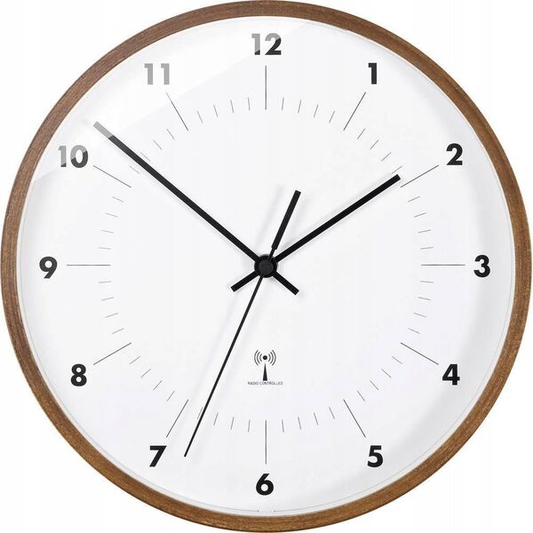 TFA Tfa Funk-Wanduhr mit Holzrahmen (Ø x T) 25.5 cm x 5 cm (98.1097)