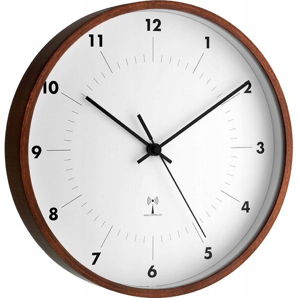 TFA Tfa Funk-Wanduhr mit Holzrahmen (Ø x T) 25.5 cm x 5 cm (98.1097)