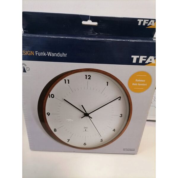 TFA Tfa Funk-Wanduhr mit Holzrahmen (Ø x T) 25.5 cm x 5 cm (98.1097)