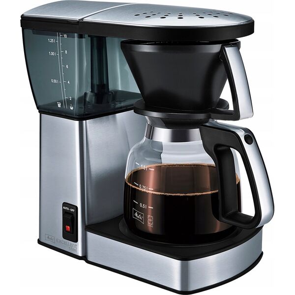 Ekspres przelewowy Melitta Melitta Excellent 4.0, Drip coffee maker, 1.25 L, Ground coffee, 1455 W, Black, Stainless steel