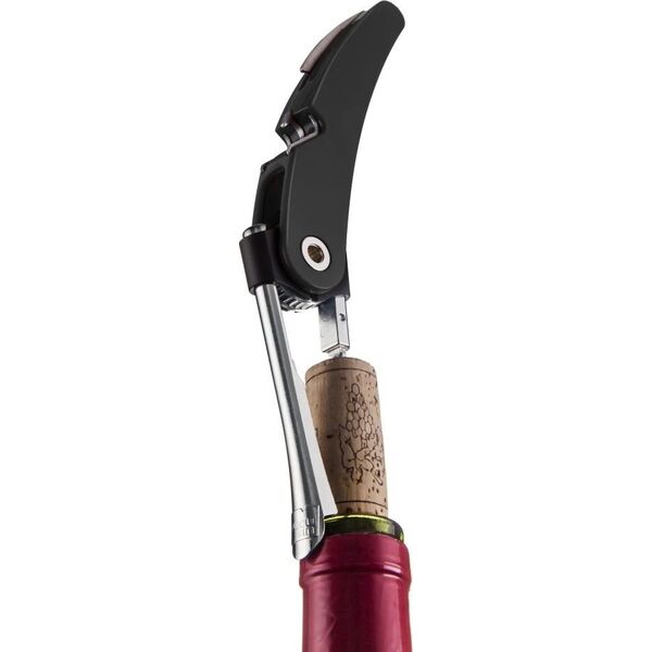 Vacu Vin Vacu Vin Single Pull Corkscrew, Black, Stainless steel, Plastic, Stainless steel, 38 mm, 19 mm, 135 mm