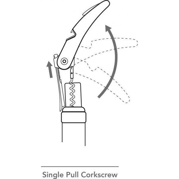 Vacu Vin Vacu Vin Single Pull Corkscrew, Black, Stainless steel, Plastic, Stainless steel, 38 mm, 19 mm, 135 mm