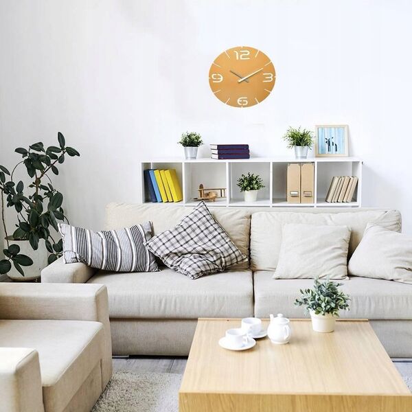 TFA TFA-Dostmann Designer radio-controlled wall clock CONTOUR, Wall, Round, White, Yellow, Plastic, AA, 1.5 V