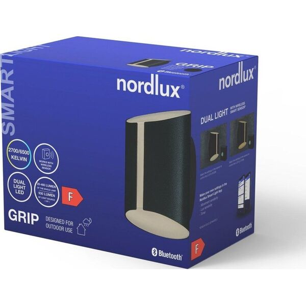 Kinkiet Nordlux Nordlux Grip Smart, Surfaced, Cylinder, 1 bulb(s), IP54, Black