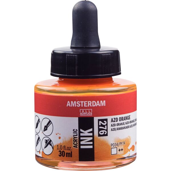 Artequipment Amsterdam Acrylic Ink Bottle Azo Orange 276
