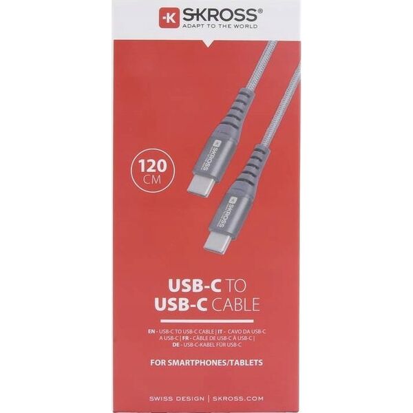 Kabel USB Skross USB-C - USB-C 1.2 m Szary (SKCA0017C-C120CN)