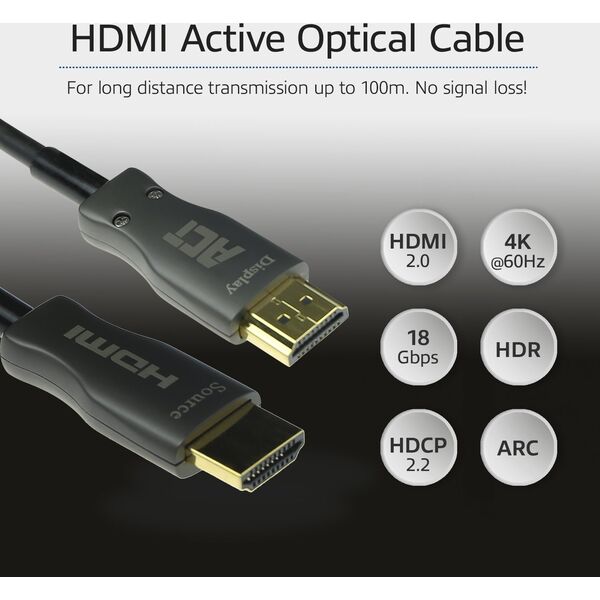 Kabel Act ACT 15 meter HDMI Premium 4K Hybrid  cable HDMI-A male - HDMI-A male.
