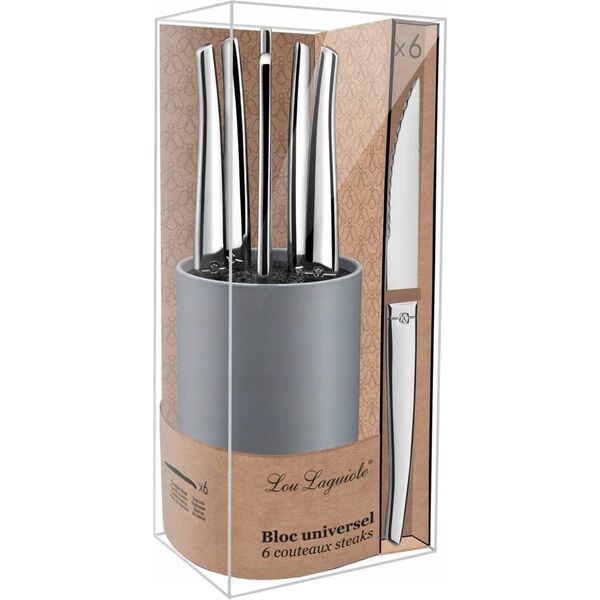 Amefa Amefa JET - 6-pc steak knives in grey block - mirror