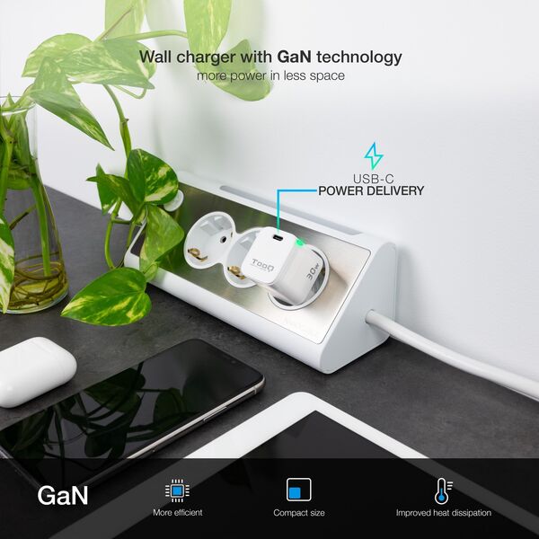 Ładowarka TooQ TooQ GAN USB-C/PD Wall Charger 30W, White, Indoor, AC, White
