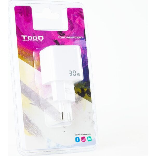 Ładowarka TooQ TooQ GAN USB-C/PD Wall Charger 30W, White, Indoor, AC, White