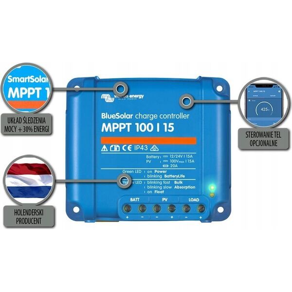 Victron Energy Victron Energy Regulator ładowania Blue Solar MPPT 100V/15A
