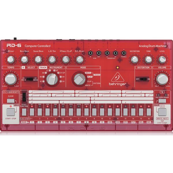 Behringer Behringer RD-6-SB Maszyna perkusyjna - czerwony przeźroczysty
