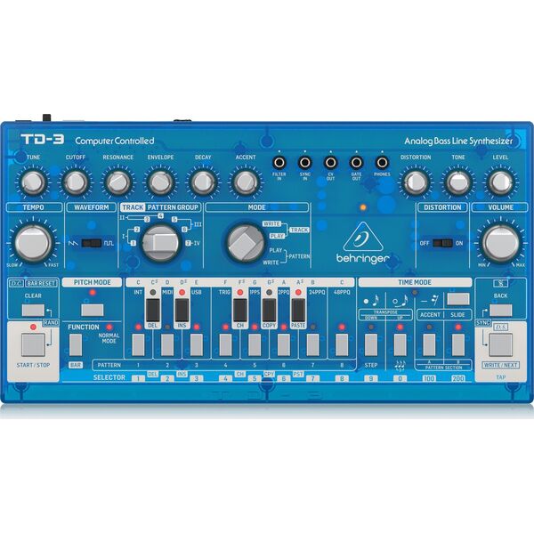 Behringer Behringer TD-3-BB Syntezator linii basowej niebieski przeźroczysty