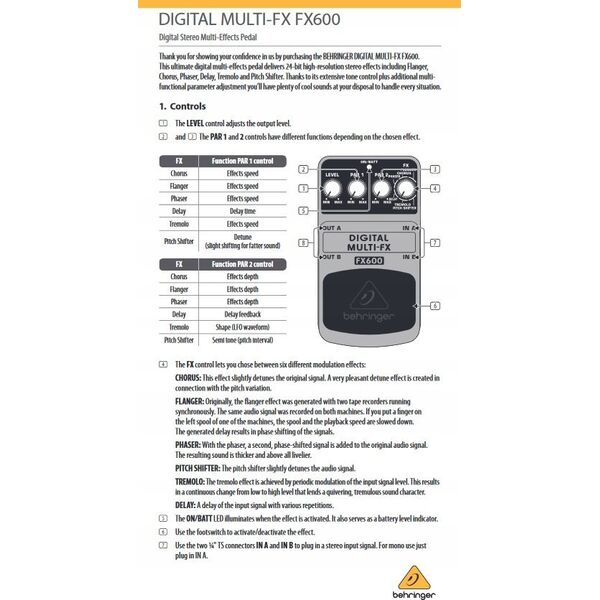 Behringer Behringer FX600 Efekt gitarowy