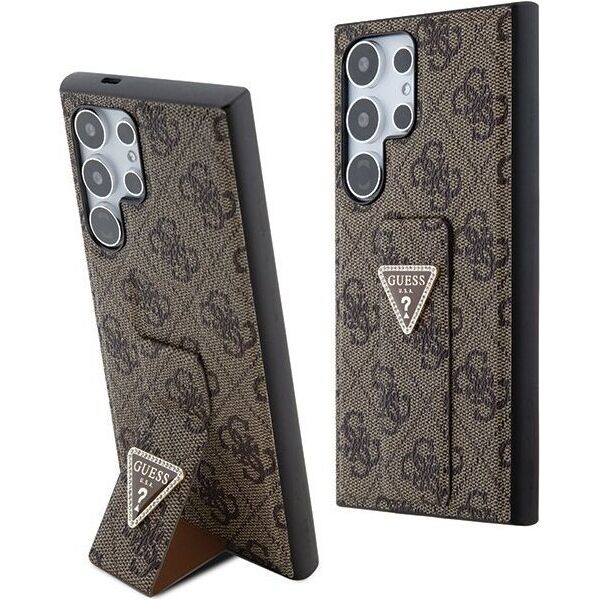 Guess Guess Grip Stand 4G Triangle Strass Logo - Etui Samsung Galaxy S24 Ultra (brązowy)