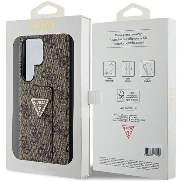Guess Guess Grip Stand 4G Triangle Strass Logo - Etui Samsung Galaxy S24 Ultra (brązowy)
