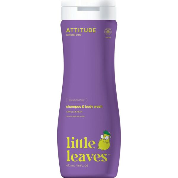 Attitude Attitude, Little Leaves, Płyn do mycia i szampon 2w1, Gruszkowy Nektar i Wanilia, 473 ml