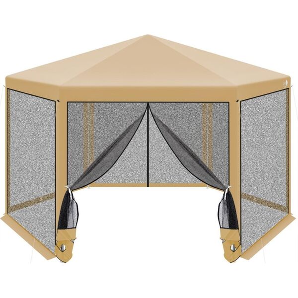 Saska Garden PAWILON OGRODOWY SZEŚCIOKĄTNY 2x2x2x2.5M Z MOSKITIERĄ BEŻOWY