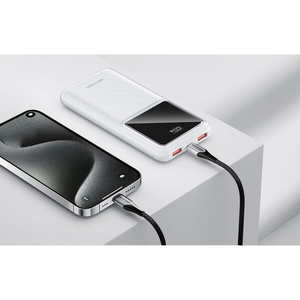 Vention Powerbank, Vention,  FHKW0, 10000mAh, Micro-USB, USB-C, 2xUSB-A, 22.5W (biały)