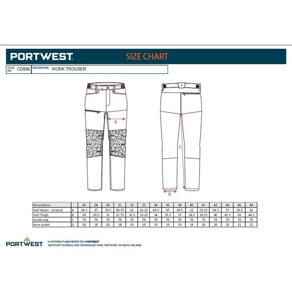 Portwest SPODNIE OCHRONNE DO PASA CZARNE CD886, WX2 ROZMIAR 36