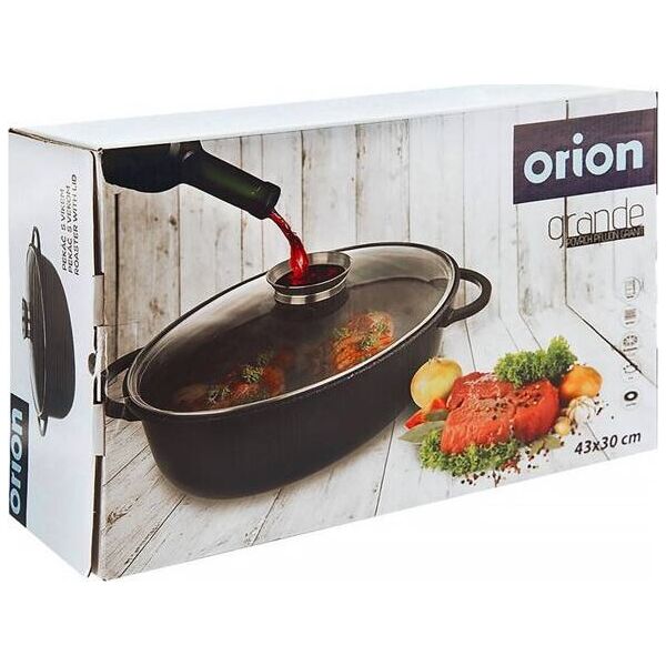 Orion Brytfanna granitowa / garnek z pokrywką szklaną 8 l GRANDE