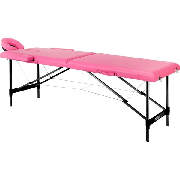 Activeshop Stół składany do masażu aluminiowy komfort Activ Fizjo 2 segmentowe róż czarne aluminium