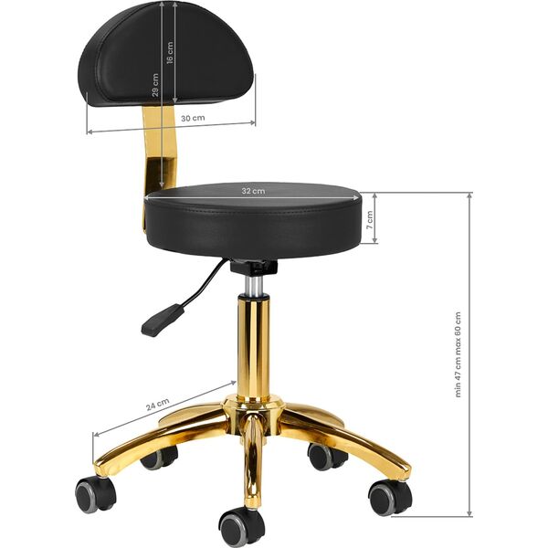 Activeshop Taboret kosmetyczny AM-304G złoto czarny