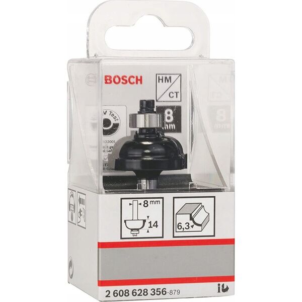 Frezarka Bosch Rounding cutter BOSCH HM, R=6.3 mm, l=14 mm, shank 8 mm, LOCK