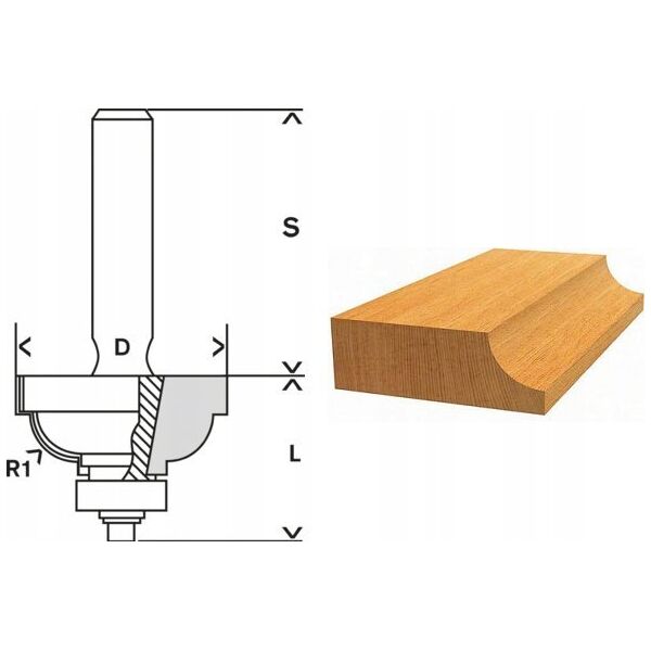 Frezarka Bosch Rounding cutter BOSCH HM, R=6.3 mm, l=14 mm, shank 8 mm, LOCK