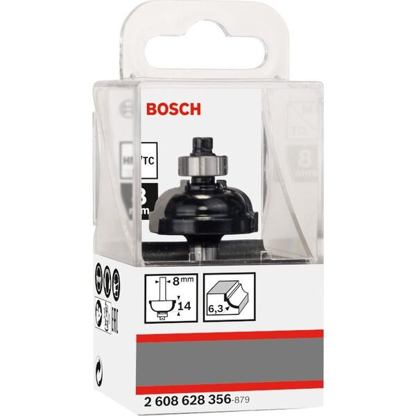 Frezarka Bosch Rounding cutter BOSCH HM, R=6.3 mm, l=14 mm, shank 8 mm, LOCK