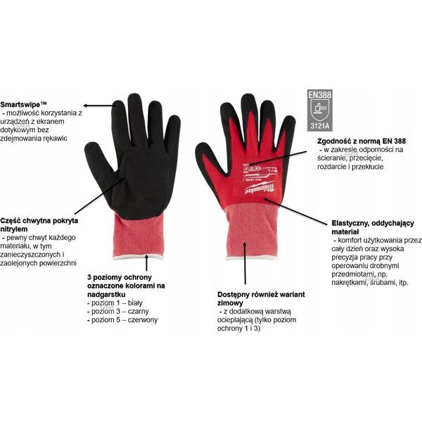 Milwaukee MILWAUKEE GLOVES LEVEL 3 - SIZE M/8 WINTER /12 pcs.