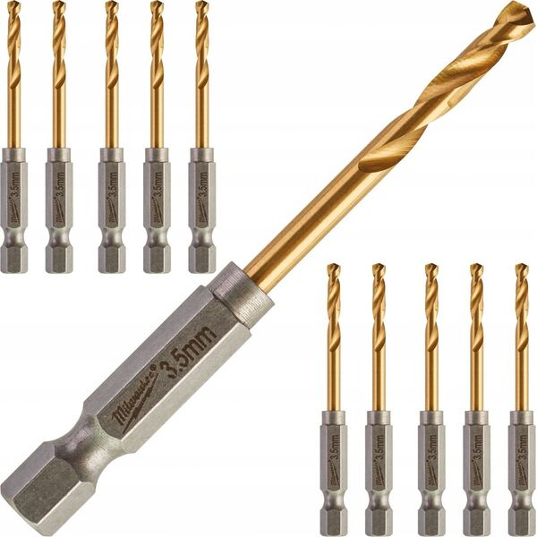 Wiertło Milwaukee MILWAUKEE METAL DRILL HSS-G TIN 3.5mm HEX (10 pcs.)