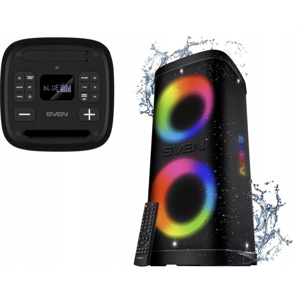 Głośnik Sven Portable speaker SVEN PS-950 black power output 2x80W (RMS) TWS Bluetooth IPx4 FM USB microSD LED-display lithium battery