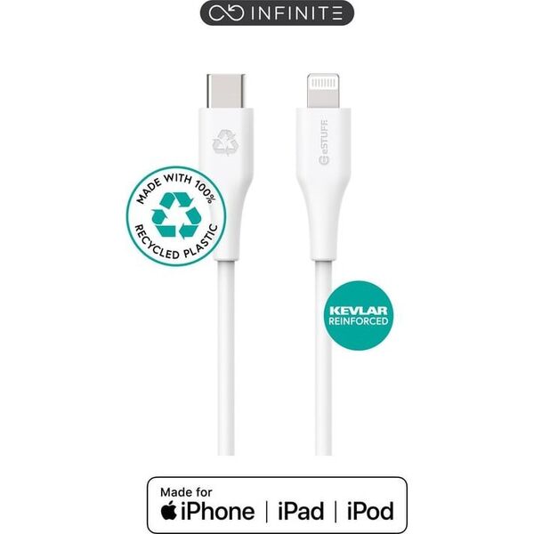 Kabel USB eStuff Lightning - USB-C 1 m Biały (ES602170)