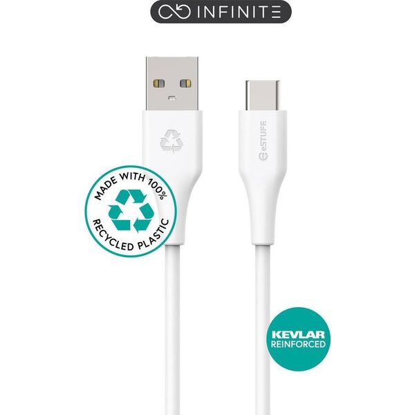 Kabel USB eStuff USB-C - USB-A 2 m Biały (ES605270)