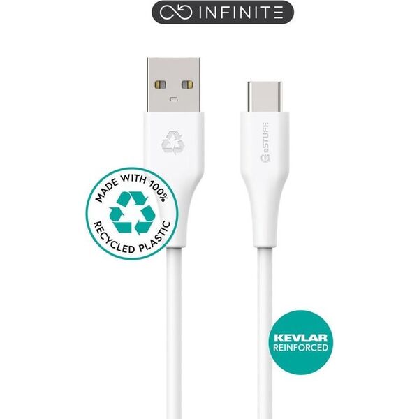 Kabel USB eStuff USB-C - USB-A 1 m Biały (ES605170)