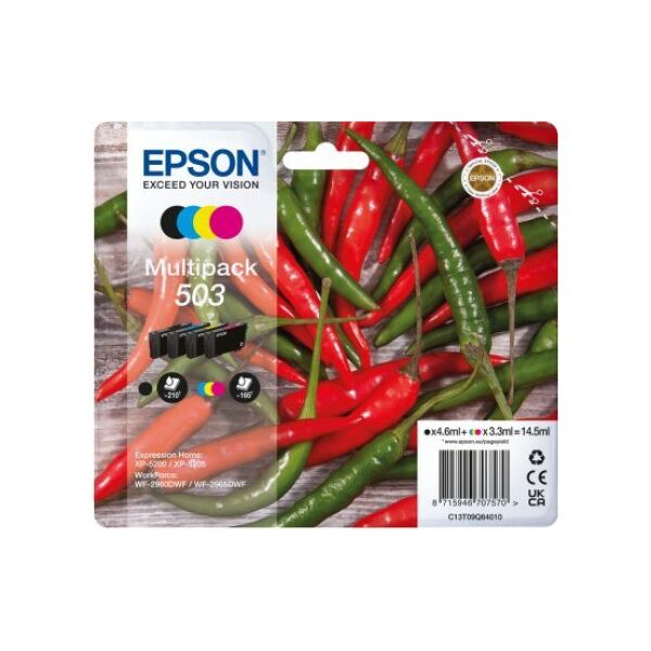 Tusz Epson Epson 503 Multipack - 4er-Pack - Schwarz, Gelb, Cyan, Magenta - original - Blister mit RF- / akustischem Alarmsignal - Tintenpatrone - fur Expression Home XP-5200, XP-5205, WorkForce WF-2960DWF, WF-2965DWF