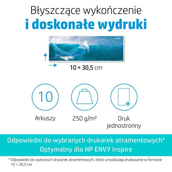 HP HP Advanced - Glanzend - 10,5 mil - 102 x 305 mm - 250 g/m2 - 65 Pfund - 10 Blatt Fotopapier - fur ENVY Inspire 7920e