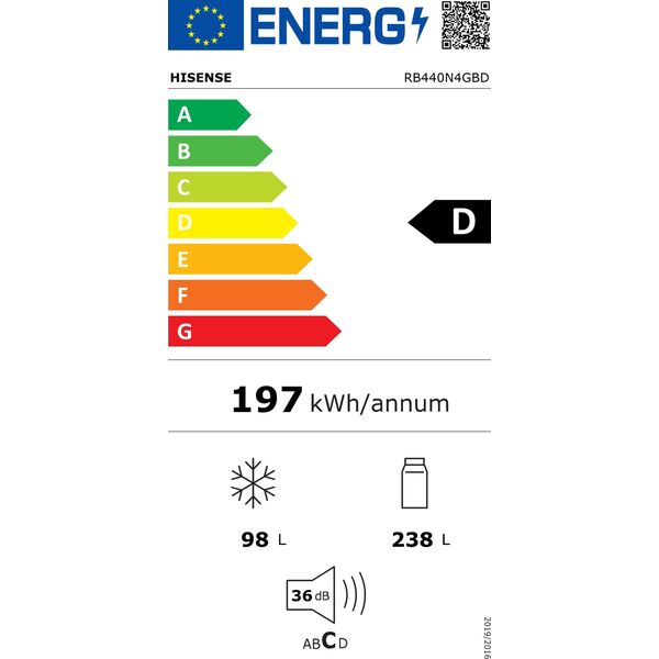 Lodówka Hisense Šaldytuvas HISENSE RB440N4GBD