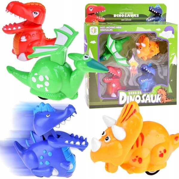 Jokomisiada Zestaw jeżdzące dinozaury 4szt napęd ZA4735